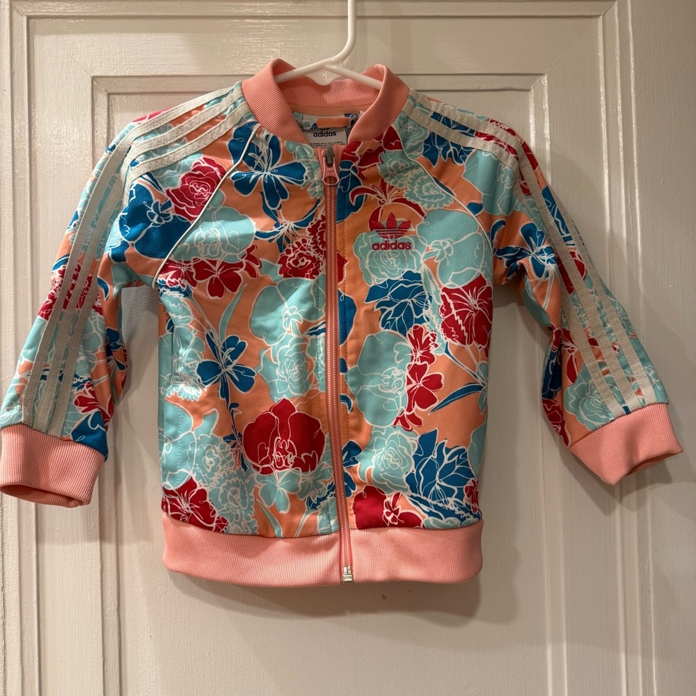 Adidas Y2K Kids Floral Zip-Up Jacket, size 12-18 mo
